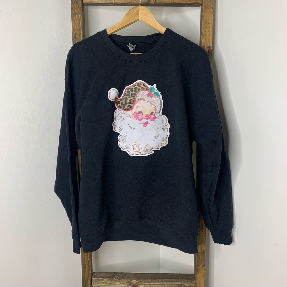 Gildan Black Santa Sweater Size L